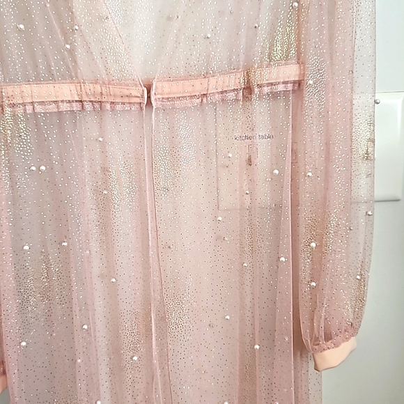 Mesh glitter dress set size Sm/Med. Gold glitter and pearl accents & nude mini - Picture 5 of 5